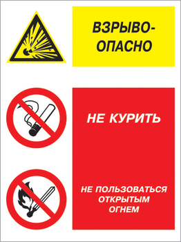 Кз 11 взрывоопасно - не курить и не пользоваться открытым огнем. (пленка, 300х400 мм) - Знаки безопасности - Комбинированные знаки безопасности - Магазин охраны труда и техники безопасности stroiplakat.ru